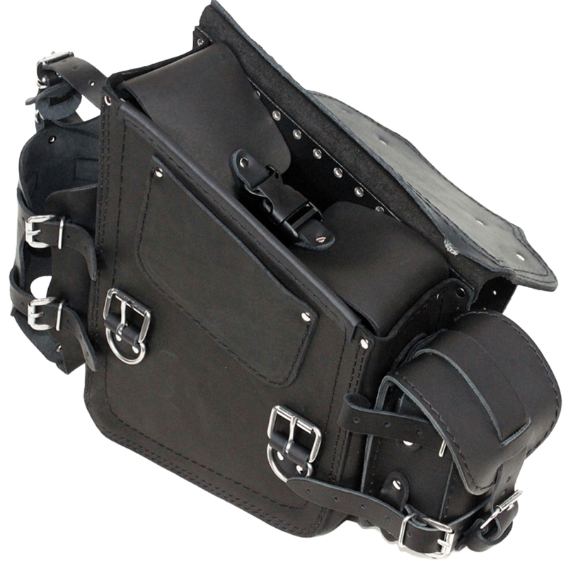Motorradtasche aus Leder für RSA S49 HD Softail, schwarz