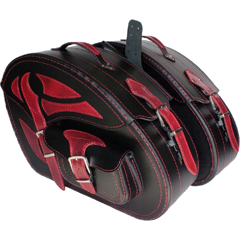 Motorradtaschen aus Leder RSA S261A schwarz-rot