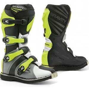Kinder-Motorradstiefel Forma Gravity grau-weiß-fluorgelb