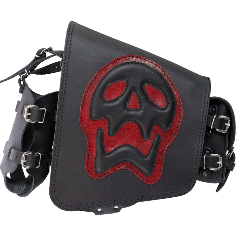 Motorradtasche aus Leder RSA S493 Skull HD Softail schwarz-rot