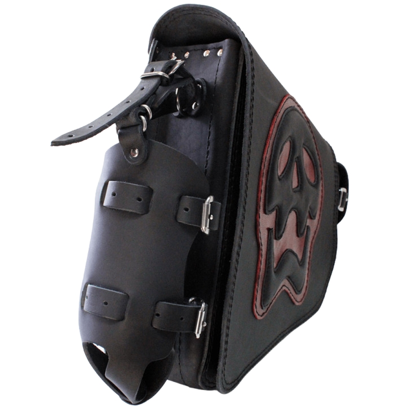 Motorradtasche aus Leder RSA S493 Skull HD Softail schwarz-rot
