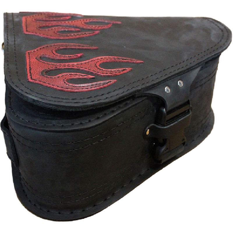 Motorradtasche aus Leder RSA S63 Flame HD Softail schwarz-rot