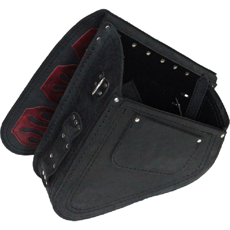 Motorradtasche aus Leder RSA S63 Flame HD Softail schwarz-rot