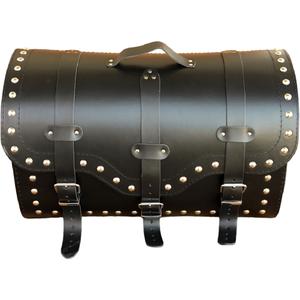 Motorradkoffer aus Leder mit Schloss und Nieten RSA K155 schwarz