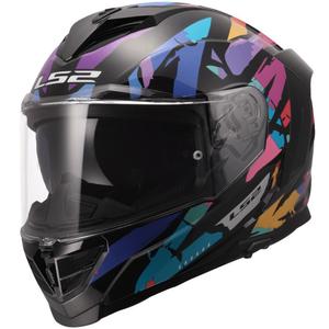 LS2 FF818 Storm III Kaos Integralhelm für Motorräder, Schwarz-Lila-Blau