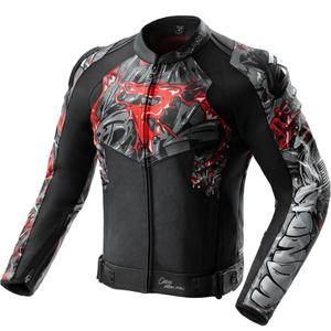Rebelhorn Vandal 2 Cruze Leder-Motorradjacke, schwarz-dunkelgrau-rot