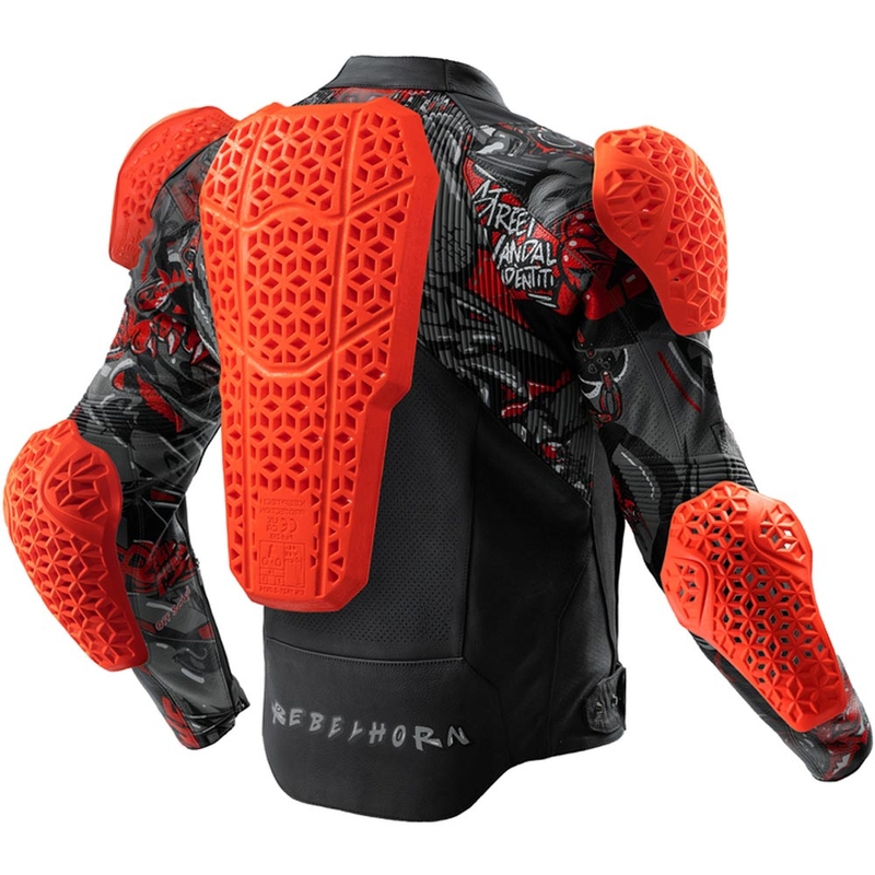Rebelhorn Vandal 2 Cruze Leder-Motorradjacke, schwarz-dunkelgrau-rot