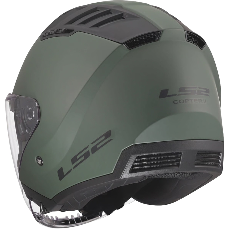 Offener Motorradhelm LS2 OF600 Copter II, Uni-Matt-Militärgrün