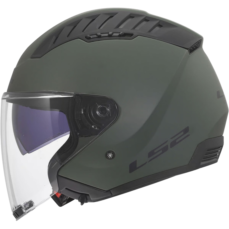Offener Motorradhelm LS2 OF600 Copter II, Uni-Matt-Militärgrün