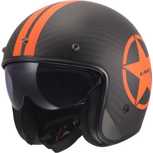 Offener Motorradhelm LS2 OF601 Bob II Carbon Star, mattorange