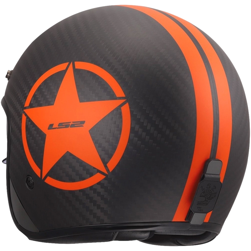 Offener Motorradhelm LS2 OF601 Bob II Carbon Star, mattorange