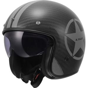 Offener Motorradhelm LS2 OF601 Bob II Carbon Star, glänzend grau