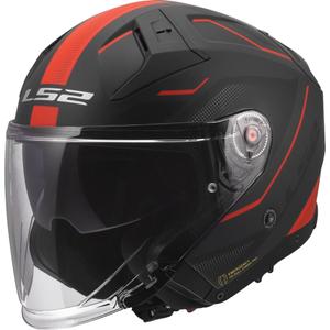Offener Motorradhelm LS2 OF603 Infinity II Veyron, matt schwarz-grau-rot