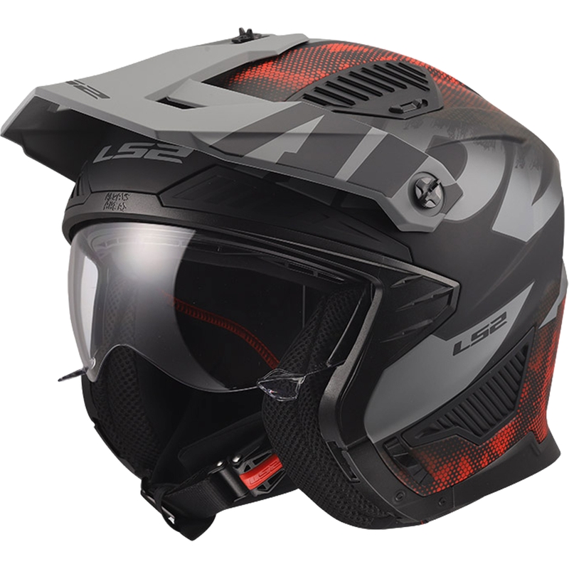 Trial-Motorradhelm LS2 OF606 Drifter Gas, mattgrau-rot