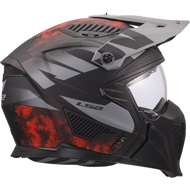 Trial-Motorradhelm LS2 OF606 Drifter Gas, mattgrau-rot