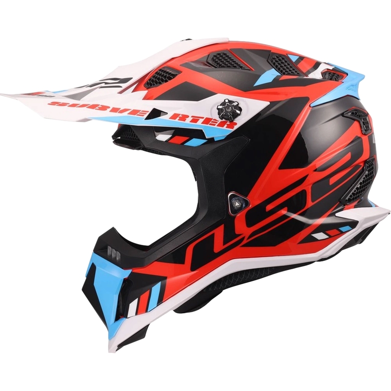 Motocross-Helm LS2 MX700 Subverter Evo II Stomp glänzend weiß-blau-rot
