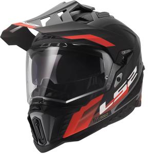 Enduro-Helm LS2 MX701 Explorer Hexa matt schwarz-rot-grau
