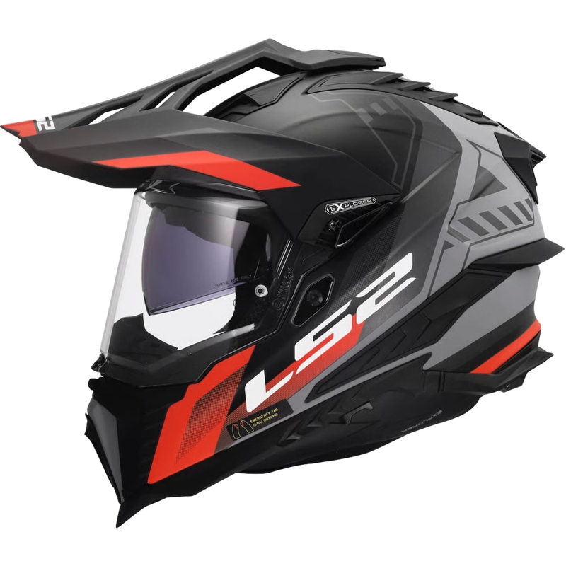 Enduro-Helm LS2 MX701 Explorer Hexa matt schwarz-rot-grau