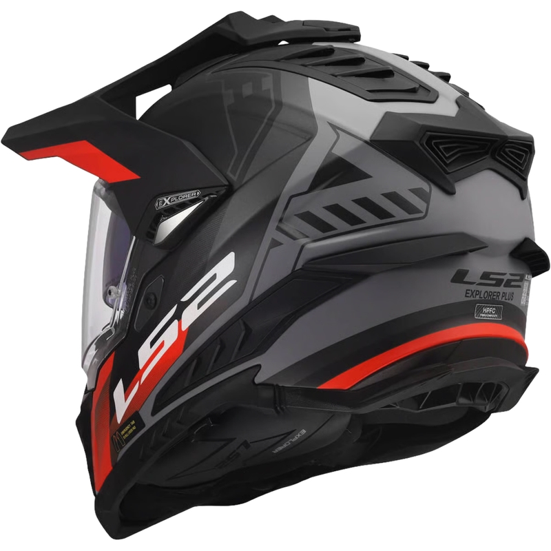 Enduro-Helm LS2 MX701 Explorer Hexa matt schwarz-rot-grau