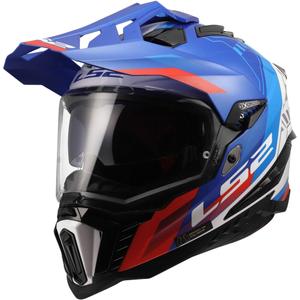 Enduro-Helm LS2 MX701 Explorer Hexa glänzend weiß-blau-rot