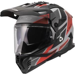 Enduro-Motorradhelm LS2 MX702 Pioneer II Block matt grau-rot