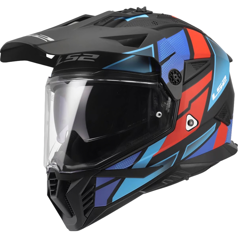 Enduro-Motorradhelm LS2 MX702 Pioneer II Block matt schwarz-rot-blau