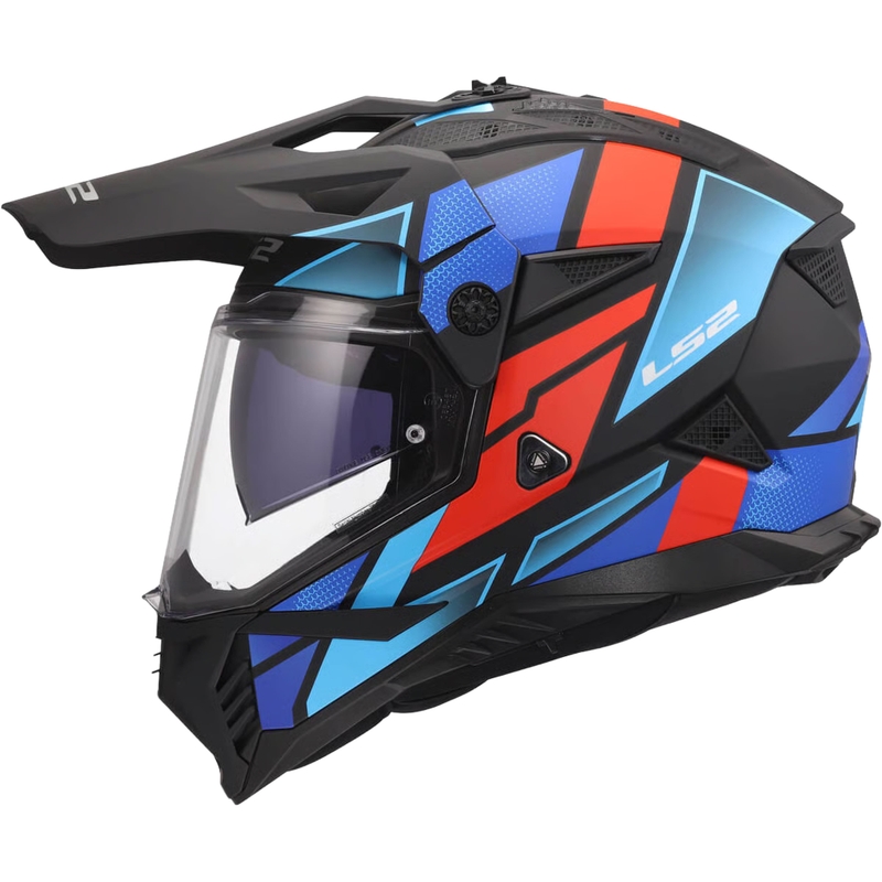 Enduro-Motorradhelm LS2 MX702 Pioneer II Block matt schwarz-rot-blau