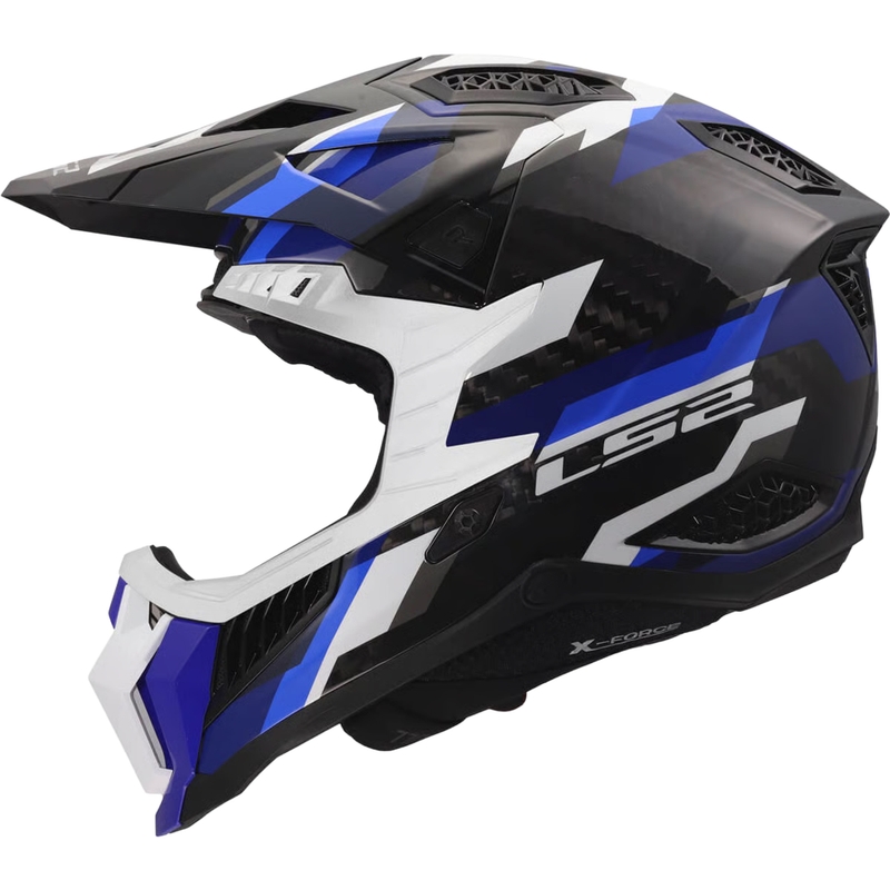 Motocross-Helm LS2 MX703 X-Force Phantom, glänzend blau-weiß