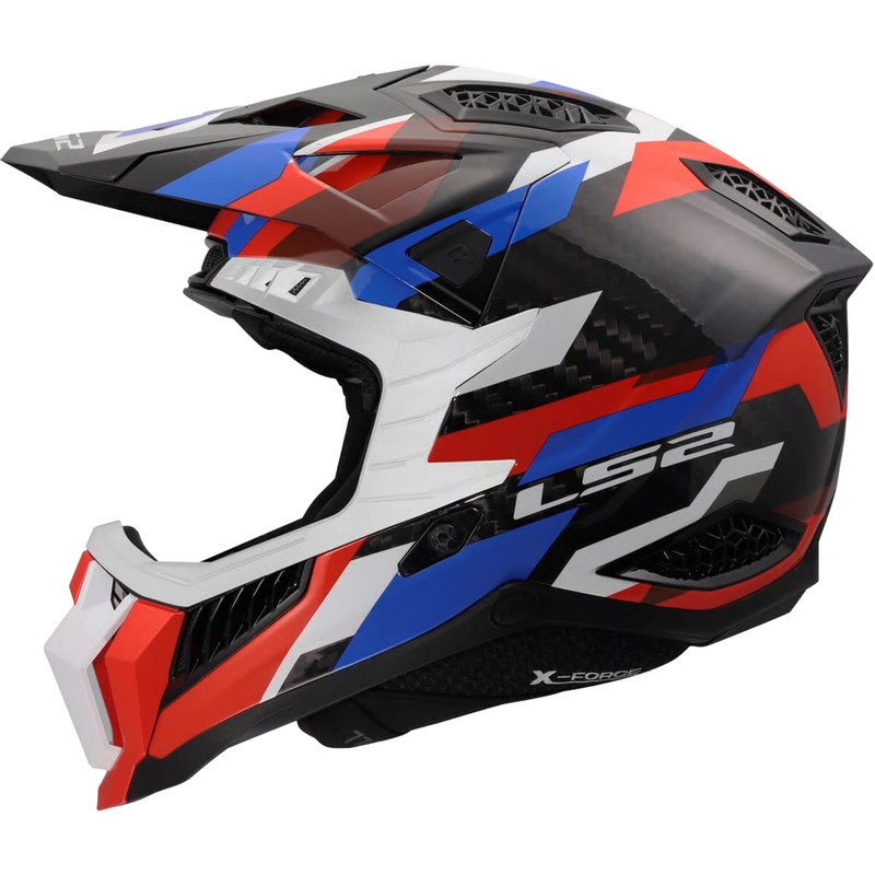 Motocross-Helm LS2 MX703 X-Force Phantom glänzend weiß-blau-rot