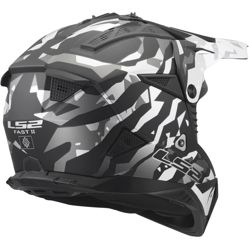 Motocross-Helm LS2 MX708 Fast II Grotesk matt schwarz-grau