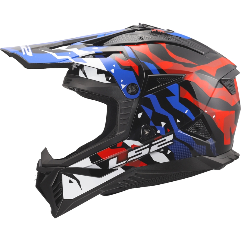 Motocross-Helm LS2 MX708 Fast II Grotesk glänzend weiß-blau-rot