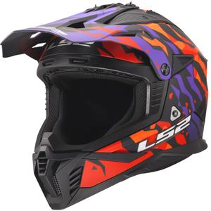 Motocross-Helm LS2 MX708 Fast II Grotesk, matt lila-orange