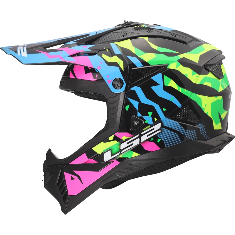 Motocross-Helm LS2 MX708 Fast II Grotesk glänzend blau-rosa-grün