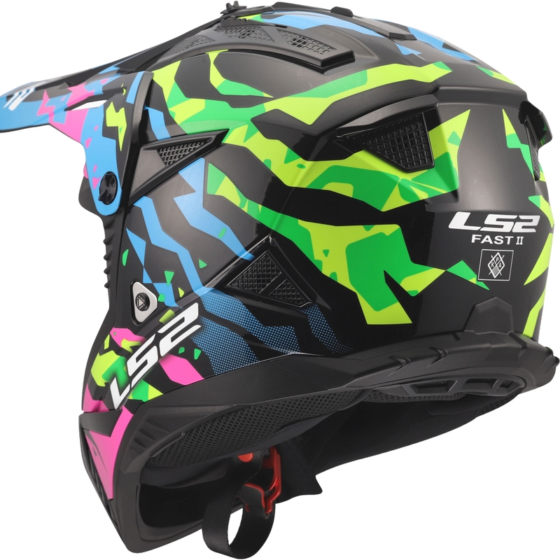 Motocross-Helm LS2 MX708 Fast II Grotesk glänzend blau-rosa-grün