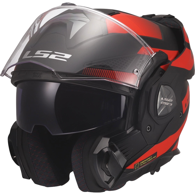 Klappbarer Motorradhelm LS2 FF901 Advant X Nova matt schwarz-rot