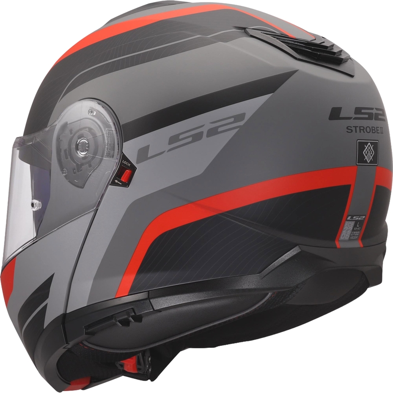 Klapphelm LS2 FF908 Strobe II Monza matt schwarz-grau-rot
