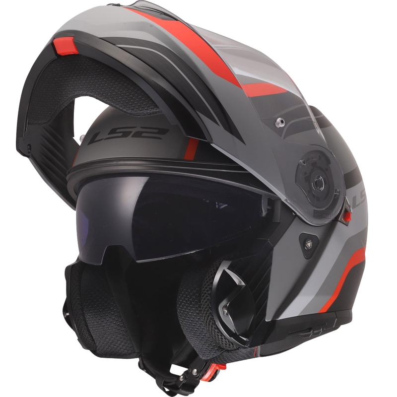 Klapphelm LS2 FF908 Strobe II Monza matt schwarz-grau-rot