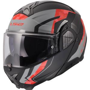 Klappbarer Motorradhelm LS2 FF910 Advant II Glide, matt schwarz-grau-rot