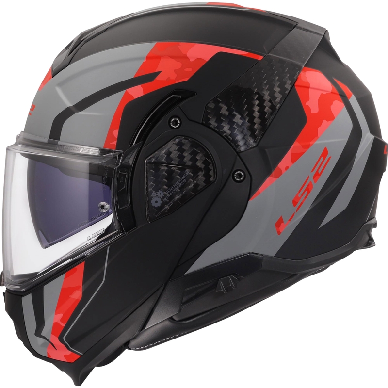 Klappbarer Motorradhelm LS2 FF910 Advant II Glide, matt schwarz-grau-rot