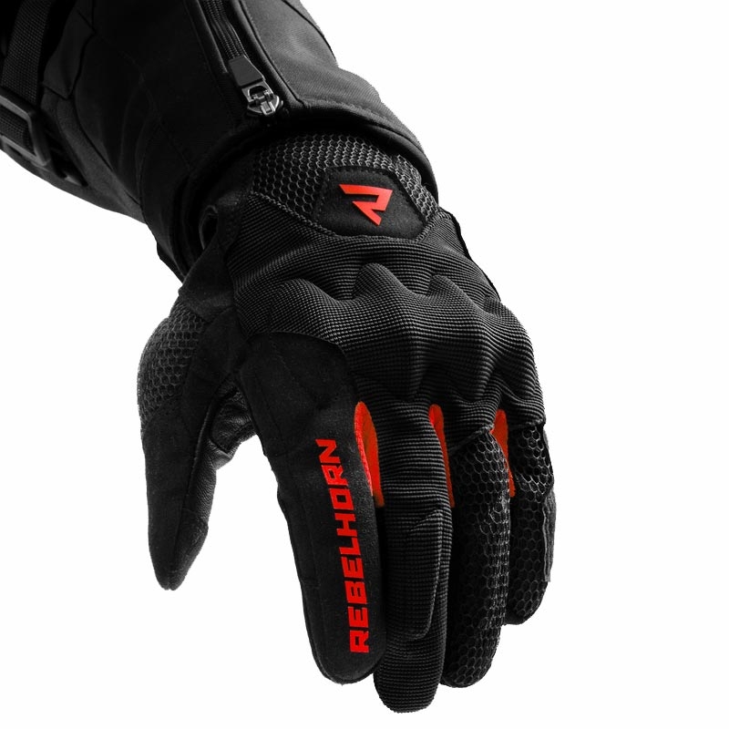 Damen-Motorradhandschuhe Rebelhorn Core schwarz-rot