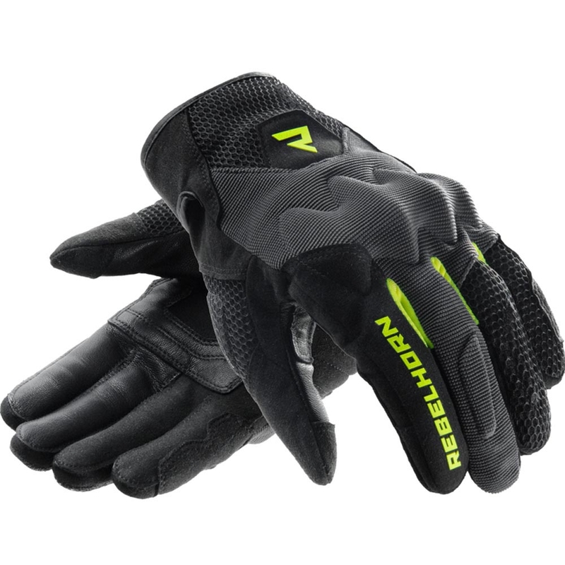 Rebelhorn Core Damen-Motorradhandschuhe, schwarz-grau-fluoreszierend gelb