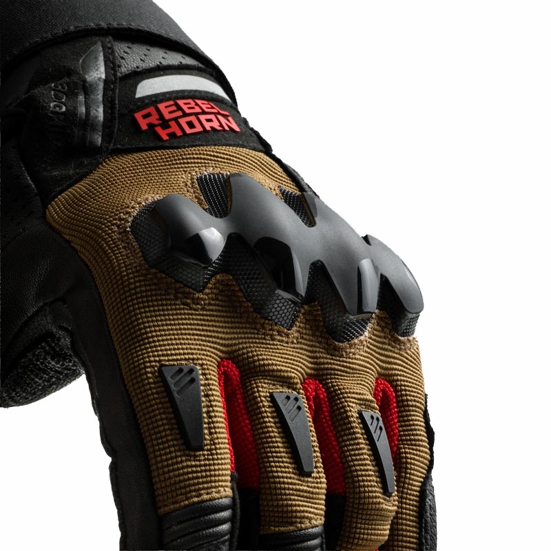Rebelhorn Defender Motorradhandschuhe, sand-schwarz-rot
