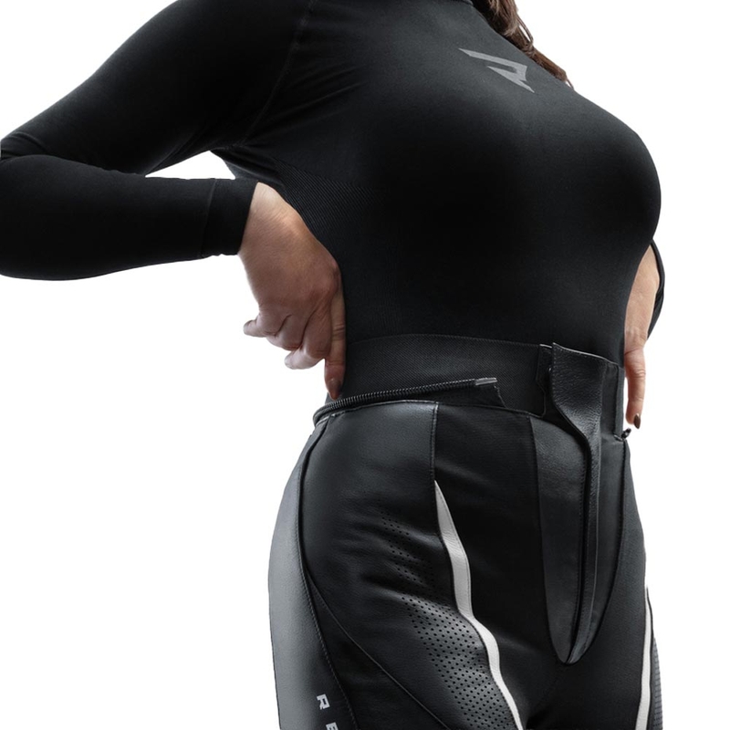 Rebelhorn Diva Leder-Motorradhose für Damen, schwarz-weiß