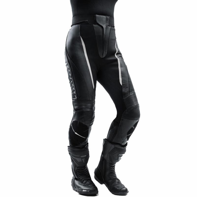 Rebelhorn Diva Leder-Motorradhose für Damen, schwarz-weiß