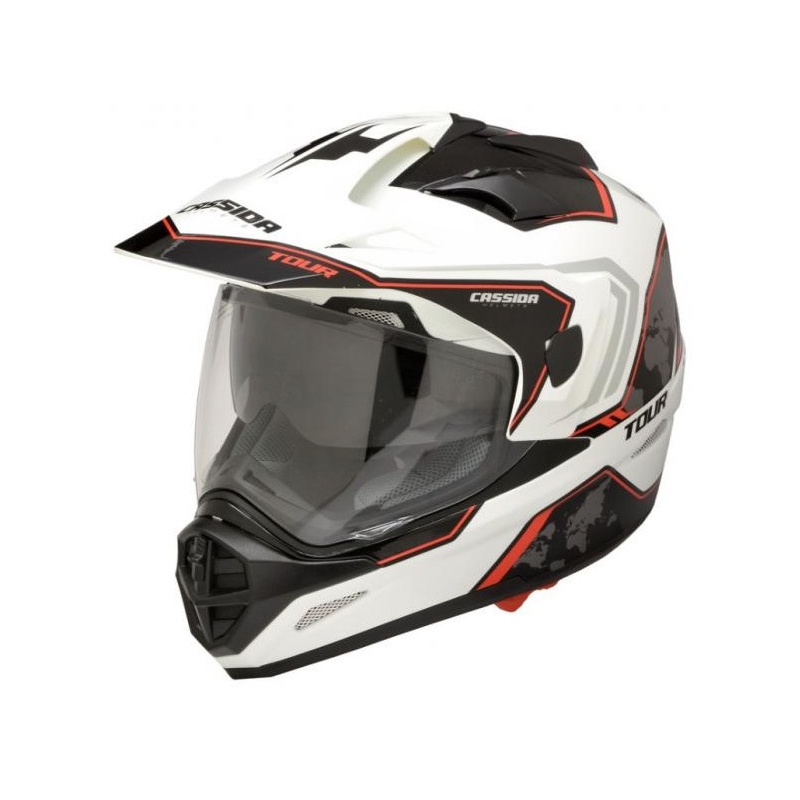 Enduro-Helm Cassida Tour Globe weiß-schwarz-rot