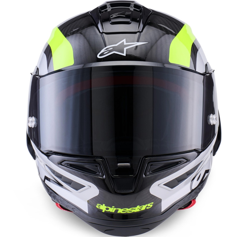 Alpinestars Supertech R10 Arius Integralhelm für Motorräder, schwarz-fluoreszierend gelb-weiß
