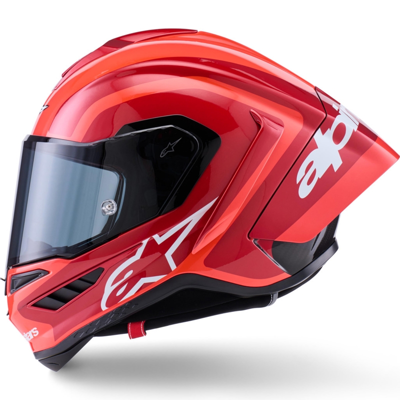 Alpinestars Supertech R10 Arius Integralhelm für Motorräder, fluoreszierend rot-rot-schwarz-weiß
