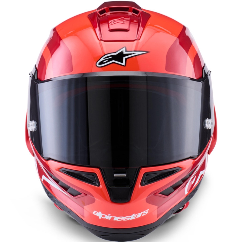 Alpinestars Supertech R10 Arius Integralhelm für Motorräder, fluoreszierend rot-rot-schwarz-weiß