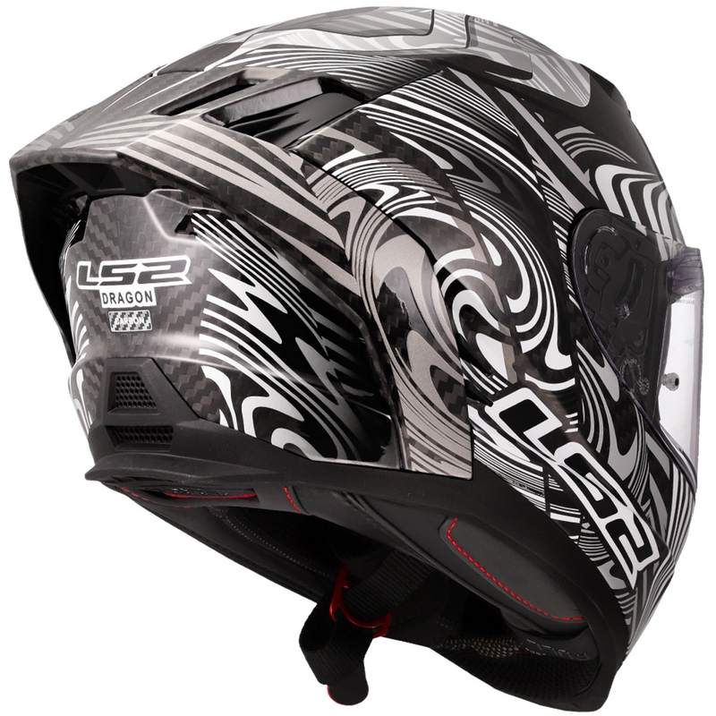 LS2 FF807 Dragon Carbon Enthum Integralhelm, glänzend silber