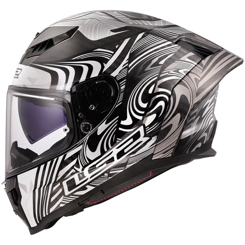 LS2 FF807 Dragon Carbon Enthum Integralhelm, glänzend silber